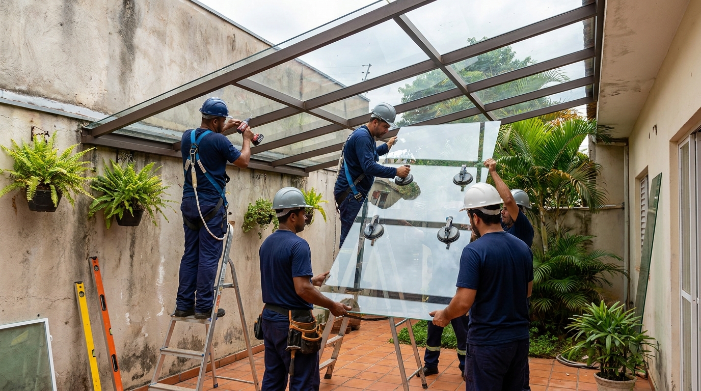 Instalação de cobertura de vidro em Campina Grande-PB