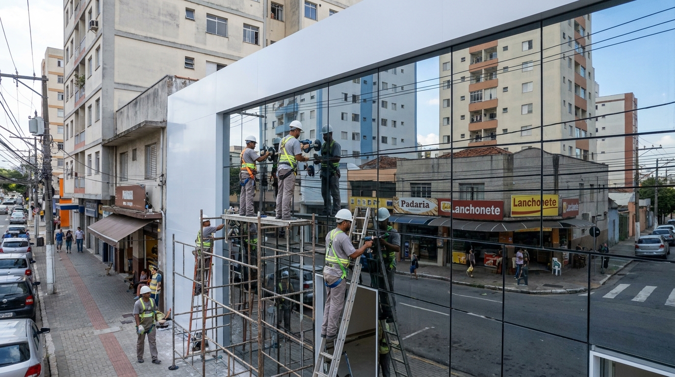 Fachada espelhada em esquina em Campina Grande-PB